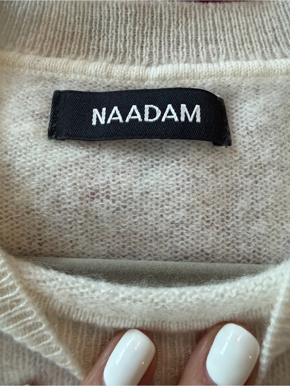 Naadam 100% Cashmere Short Sleeve Sweater Ivory Cream Size Small - Picture 9 of 9